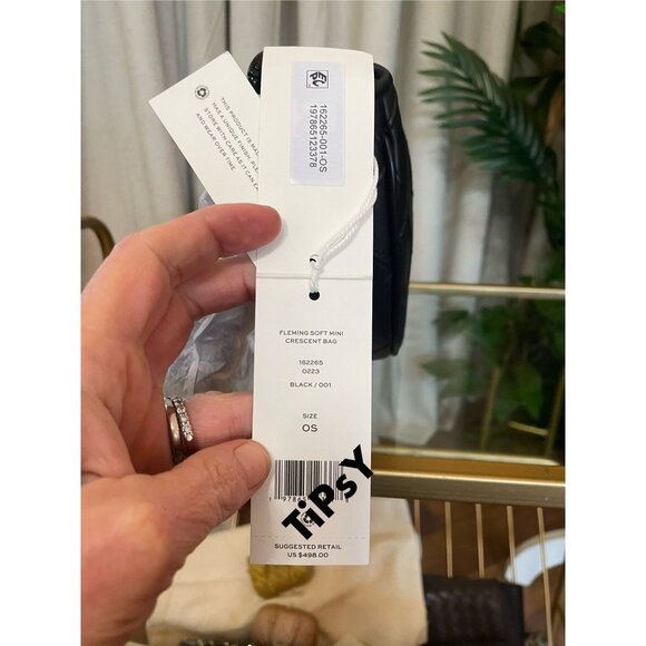 ✺ NWT!  Authentic Tory Burch Black Leather Cresent Fleming Handbag - Picture 10 of 14